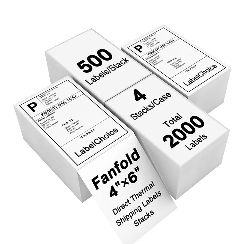 500/2000 Sheets KAYSION 4x6in Commercial Grade Thermal Shipping Label-Waterproof Folding Address Label For E-commerce & Shipping