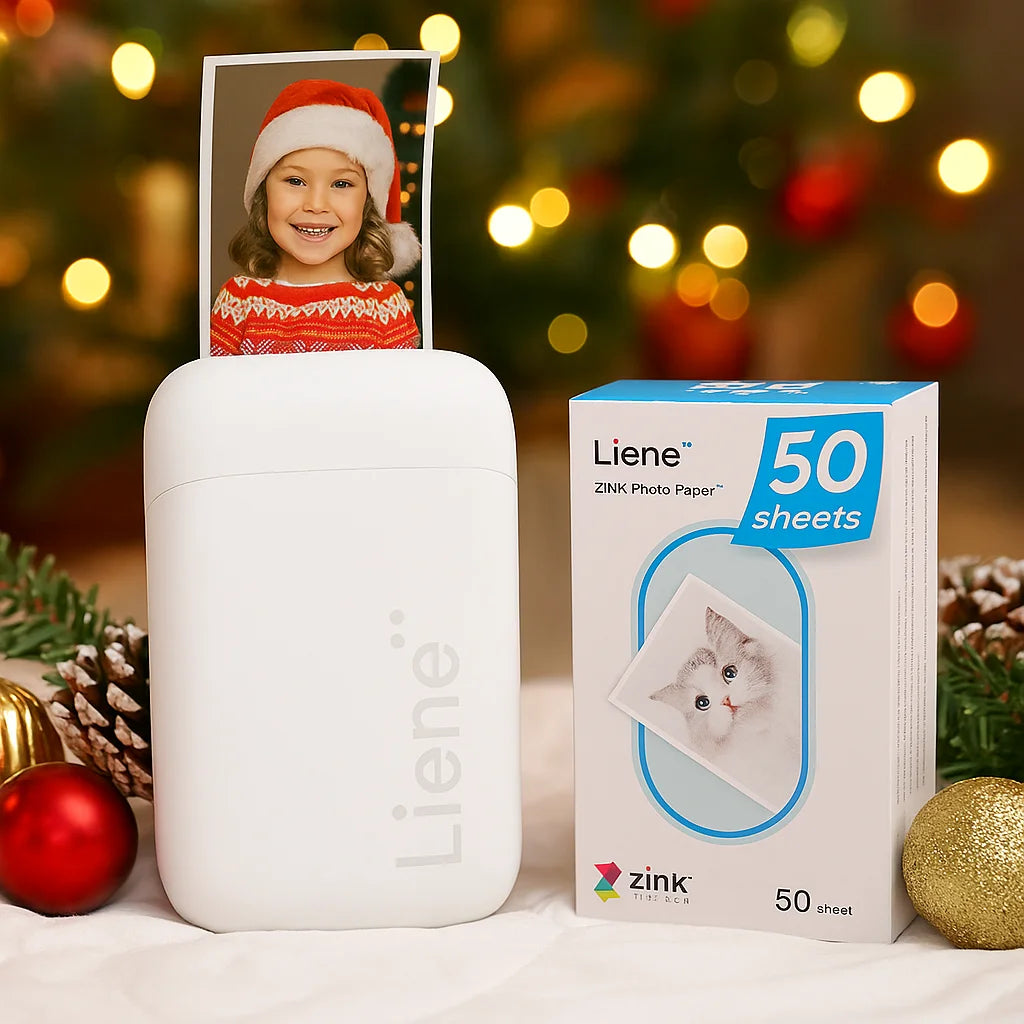 Liene Pearl K100 2×3″ Pocket Photo Printer Wireless ZINK Ink-Free Bluetooth Mini Instant Printer +50 Sheets Sticker Photos Whit