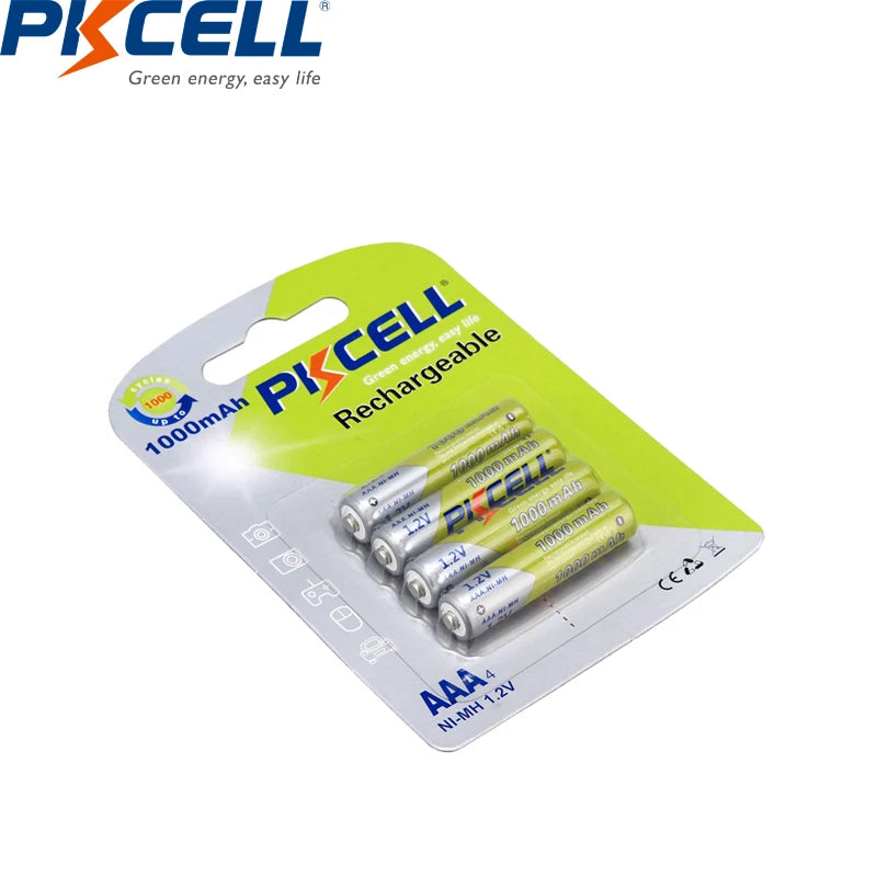 8Pcs/2card PKCELL Ni-MH AAA Batteries 1000mAh 1.2V AAA Rechargeable Battery for Camera/Flashlight/Toy