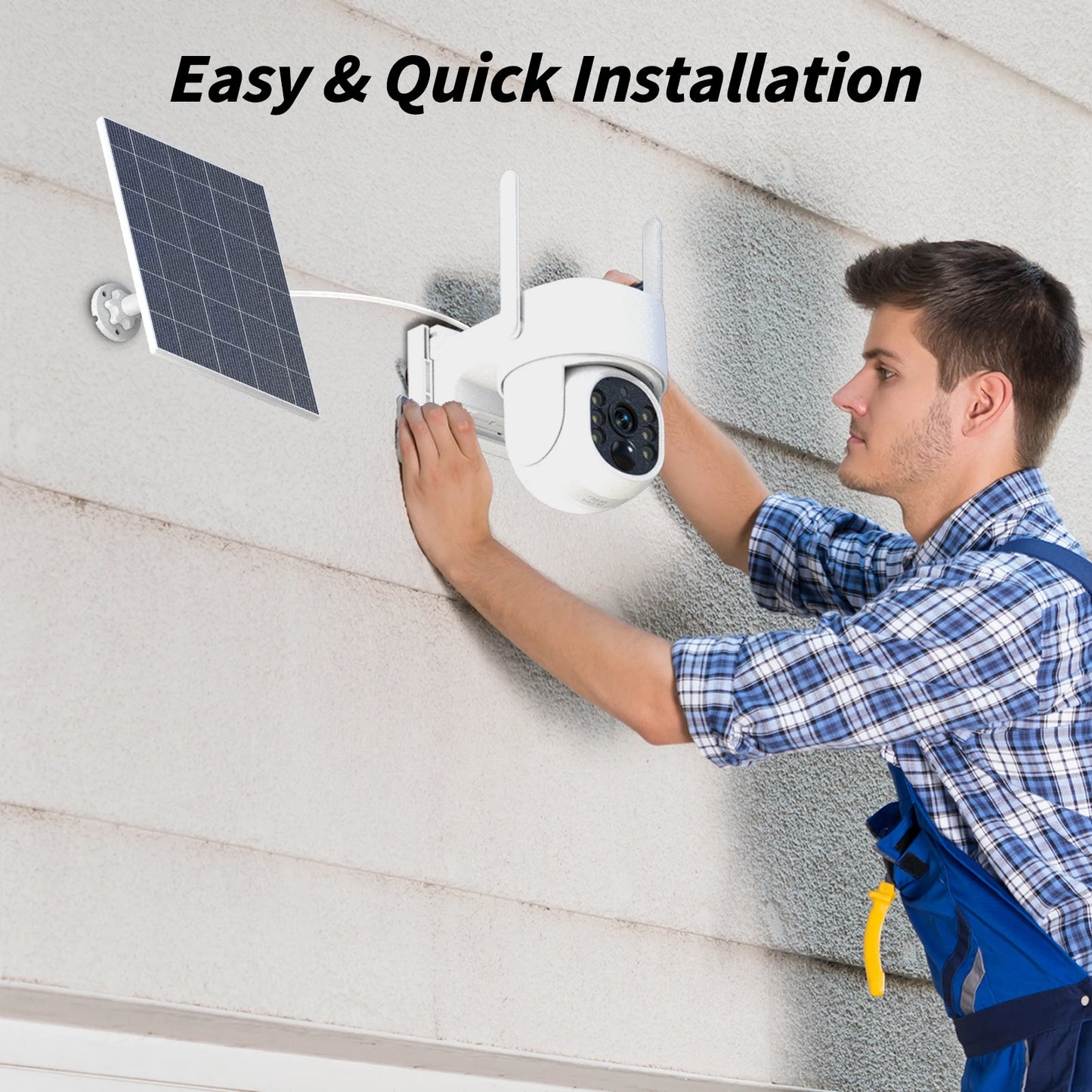 WESECUU WiFi PTZ Camera Outdoor Wireless Solar IPCamera 4MP HD Built-in Battery Video Surveillance Camera Long Time Standby