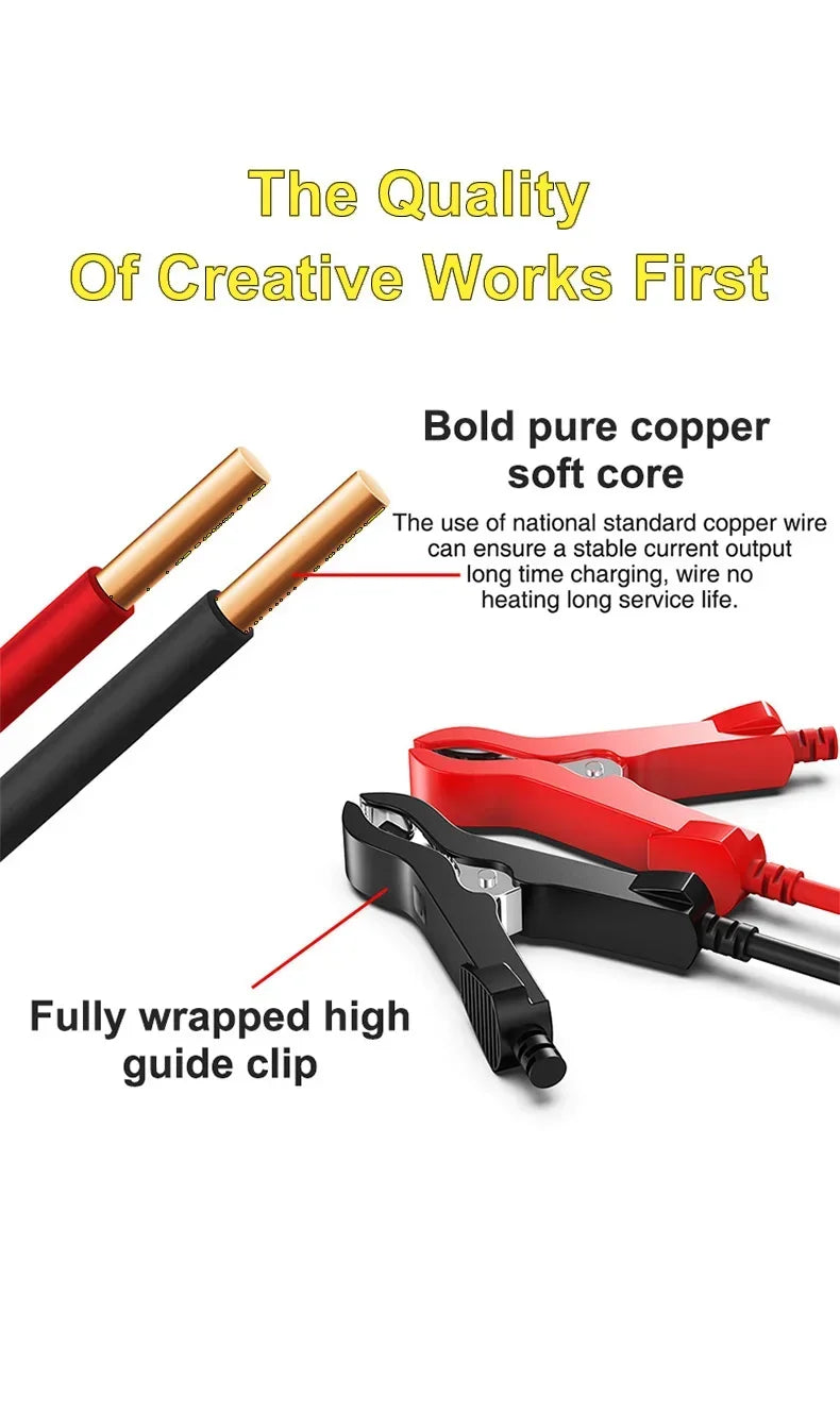 12V15A Car Smart Pulse Repair Charger suitable for cars, motorcycles, boats, AGM, GEL, WET lead-acid batteries