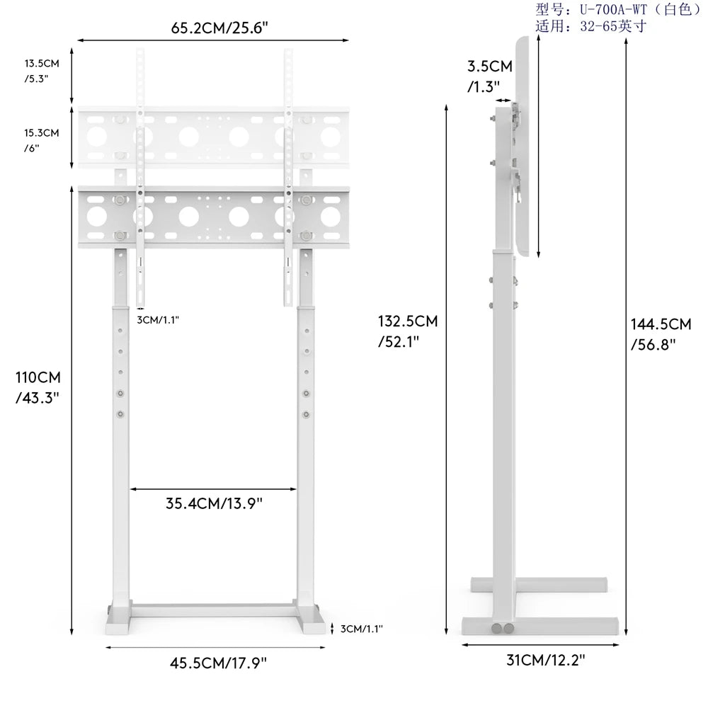 UNHO Mobile TV stand Stand with Height Adjustable for TV Compatible 32-85 inch Panel LED LCD Screens Punch-free installation