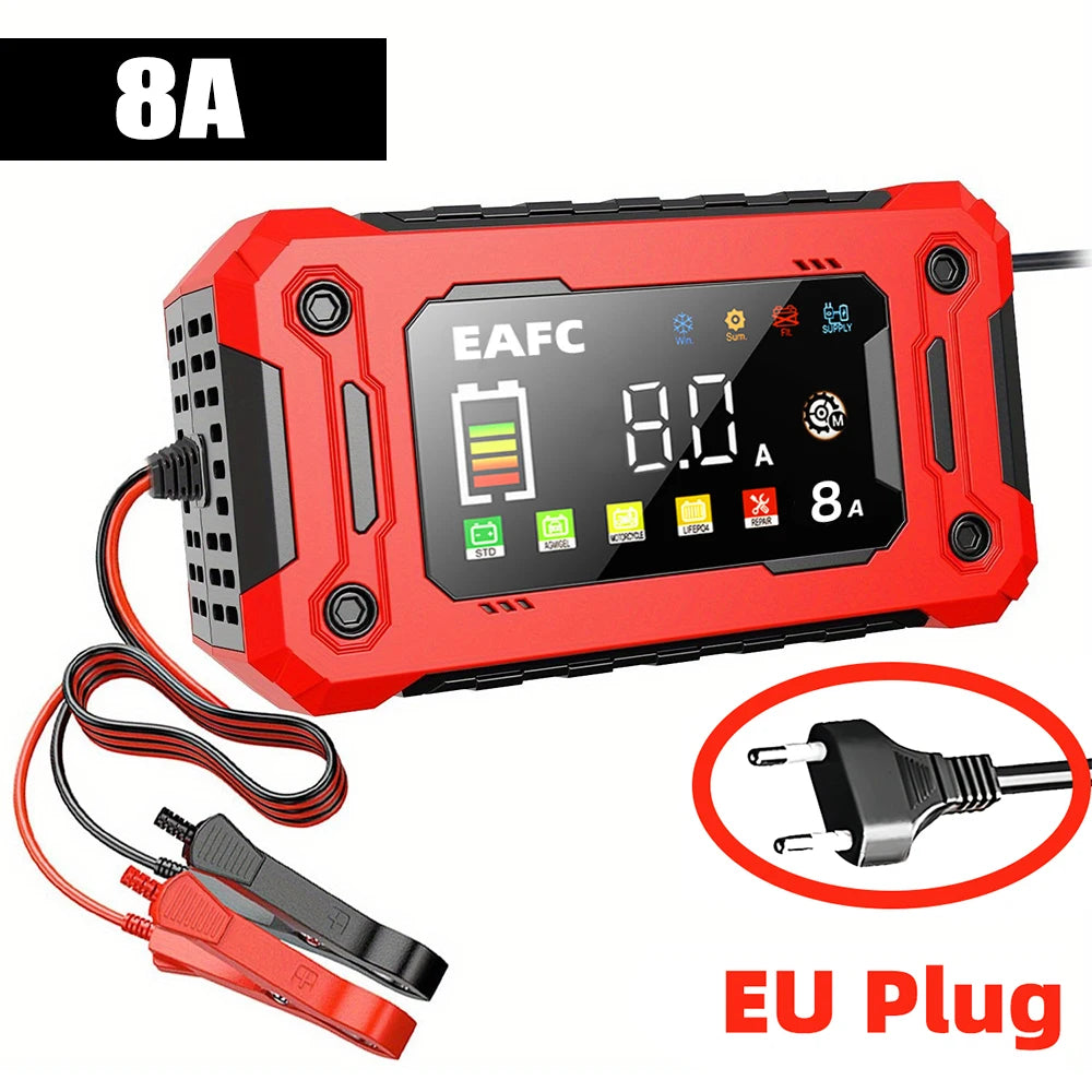 New 12V 15A/8A Smart Car Battery Charger Pulse Repair Automatic Start Fast Charger For Car Motorcycle Truck Lead Acid Batteries