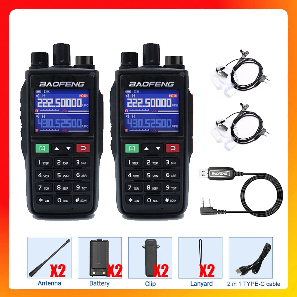 Baofeng 1/2PCS UV-22 intercom long-distance USB Type-C large capacity NOAA 999CH FM two-way radio