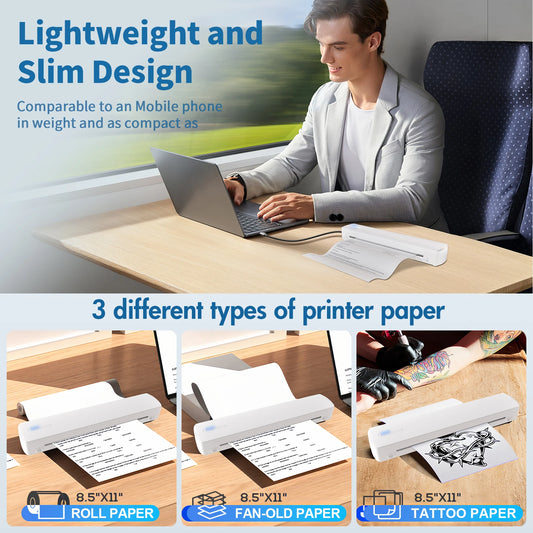 Thermal Printer Inkless Wireless A4 C80 300DPI 1500mAh BT Mobile Printing iOS/Android/Laptop For Tattoo Artists Enthusiasts