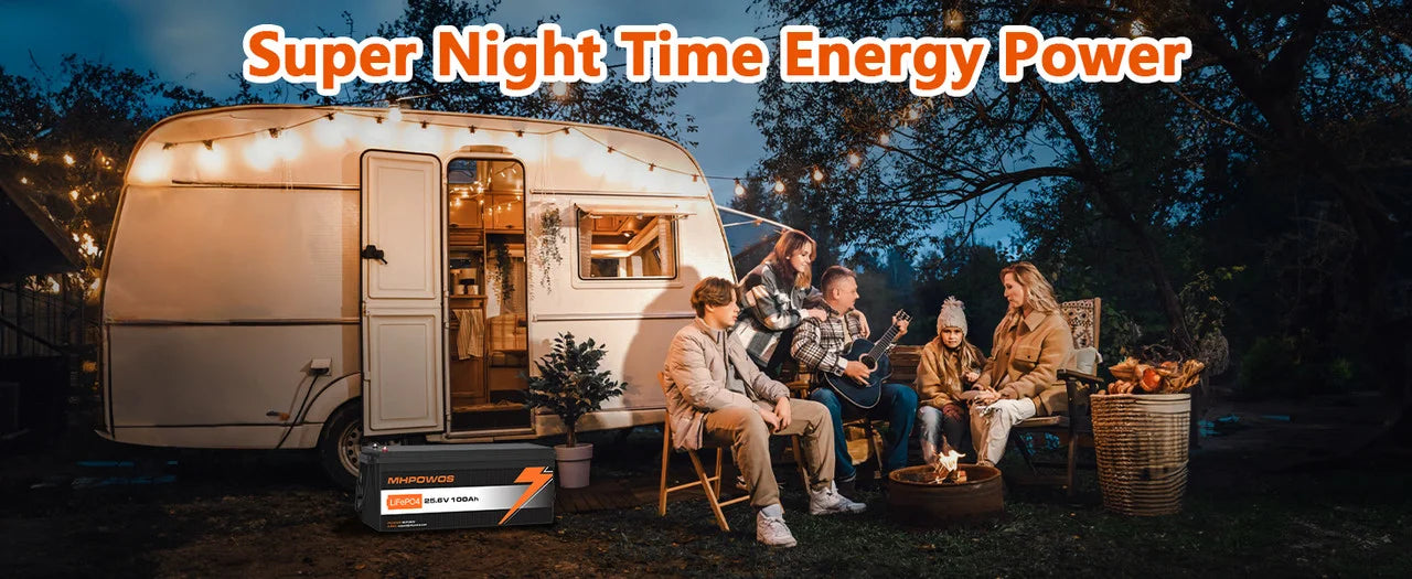 MHPOWOS 24V 100Ah LiFePo4 Battery 2560Wh Supports with BMS Lithium Iron Phosphate Cells Up to 15000 Cycles For Golf Cart Solar