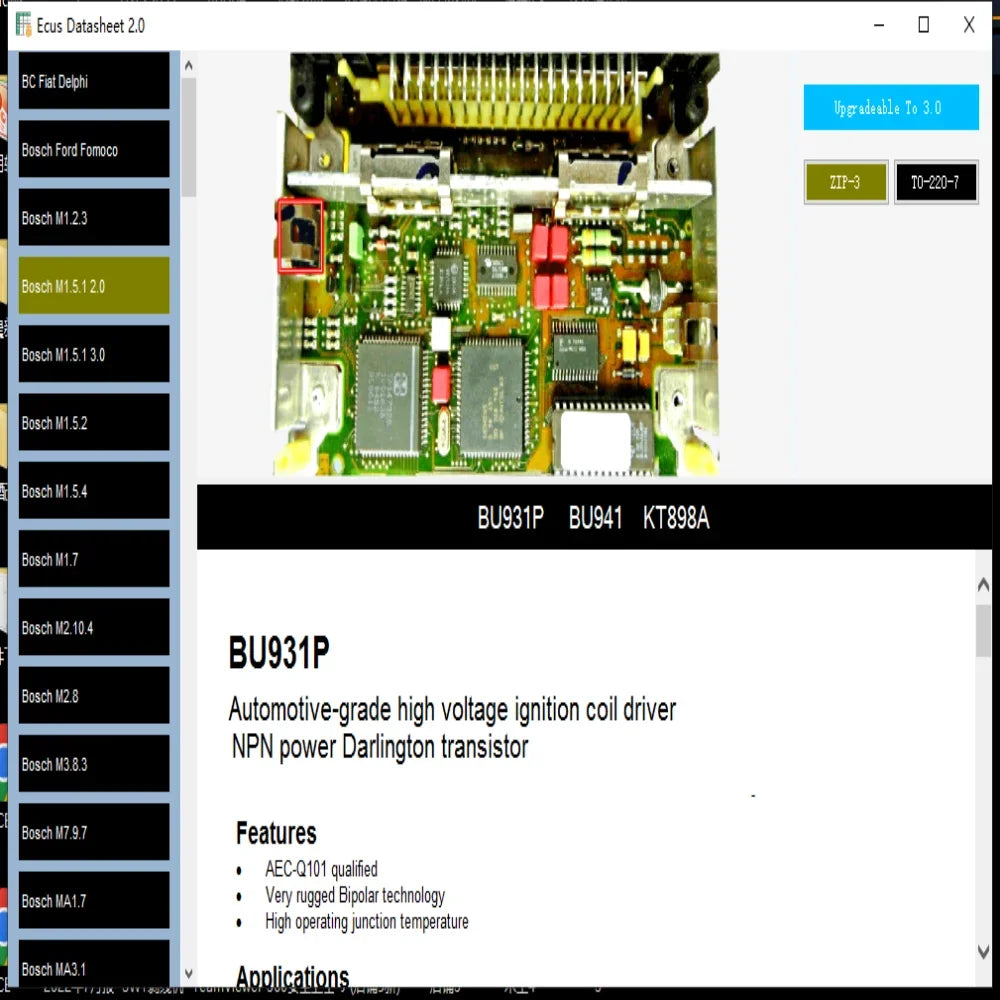 Ecus Datasheet 2.0 ECU Repair Software PCB Schematics with Electronic Components of Car ECUs and Additional Information