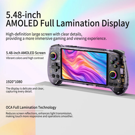ANBERNIC RG557 Retro Handheld Game Console 5.48" AMOLED Screen Dimensity 8300 Android WIFI Video Gaming Player Streaming RG 557