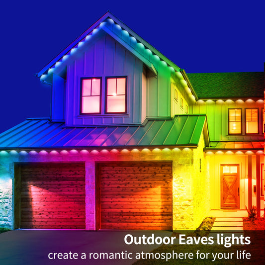 300ft Permanent Outdoor Light,RGB Eaves Lights with App Control Remote,DIY IP67 Waterproof Under Eave Lighting,Outside led Light