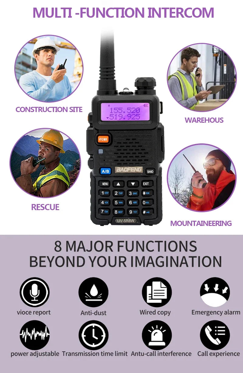 4PCS Baofeng Walkie Talkie UV 5R 8W Ham Radio Long Range Walkie Talkies Dual Band Handheld Two Way Radio with 3800mAh Battery