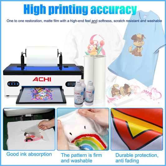 ACHI DTF Transfer Printer A3 DTF Printer T Shirt Printing Machine With Curing Oven for Clothes Hoodies Jeans Textile EU US Stock