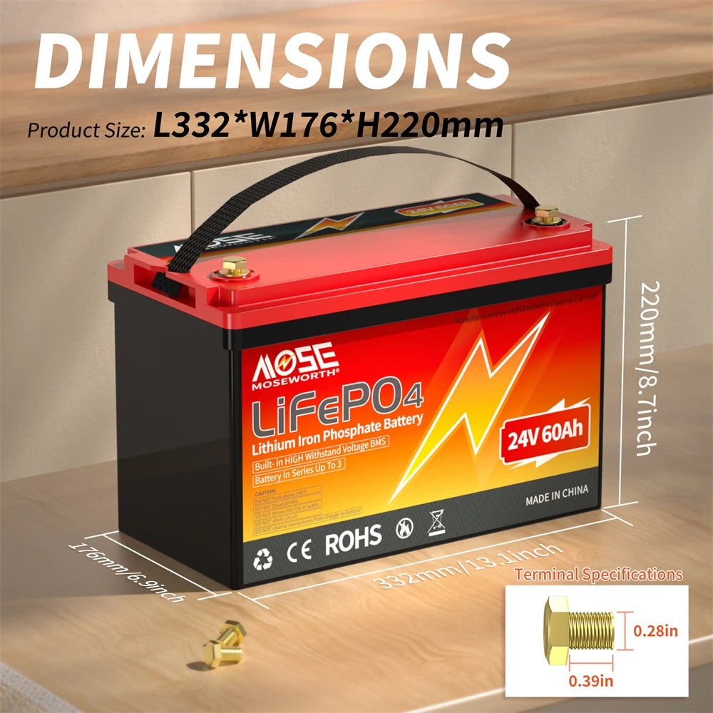 LiFePO4 Lithium Battery 12V 24V 36V 48V 100Ah 200Ah 300Ah 50Ah Built in BMS Deep Cycle Rechargeable Batteries for Trolling Motor