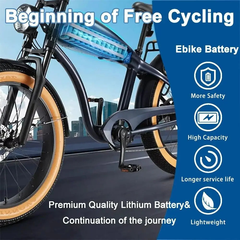 Aleaivy 48V 20Ah Electric Bike Lithium Battery Pack 20000mAh Li ion Ebike Battery for Bicycle Scooter Motorcycle with Charger