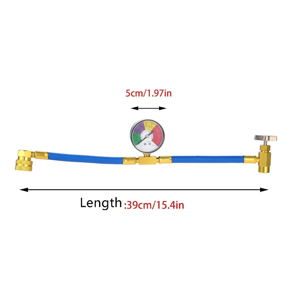 R134A Refrigerant Charging Hose with Pressure Gauge Car Refrigerant Charging Pipe Refrigerant Gas Refill for Car Automobile