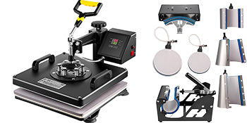 SucceBuy Combo Heat Press Machine 5/6/8 in 1 30*38CM 38*38CM Muntifunctional Sublimation Printer Transfer Mug Hat Plate T-Shirt