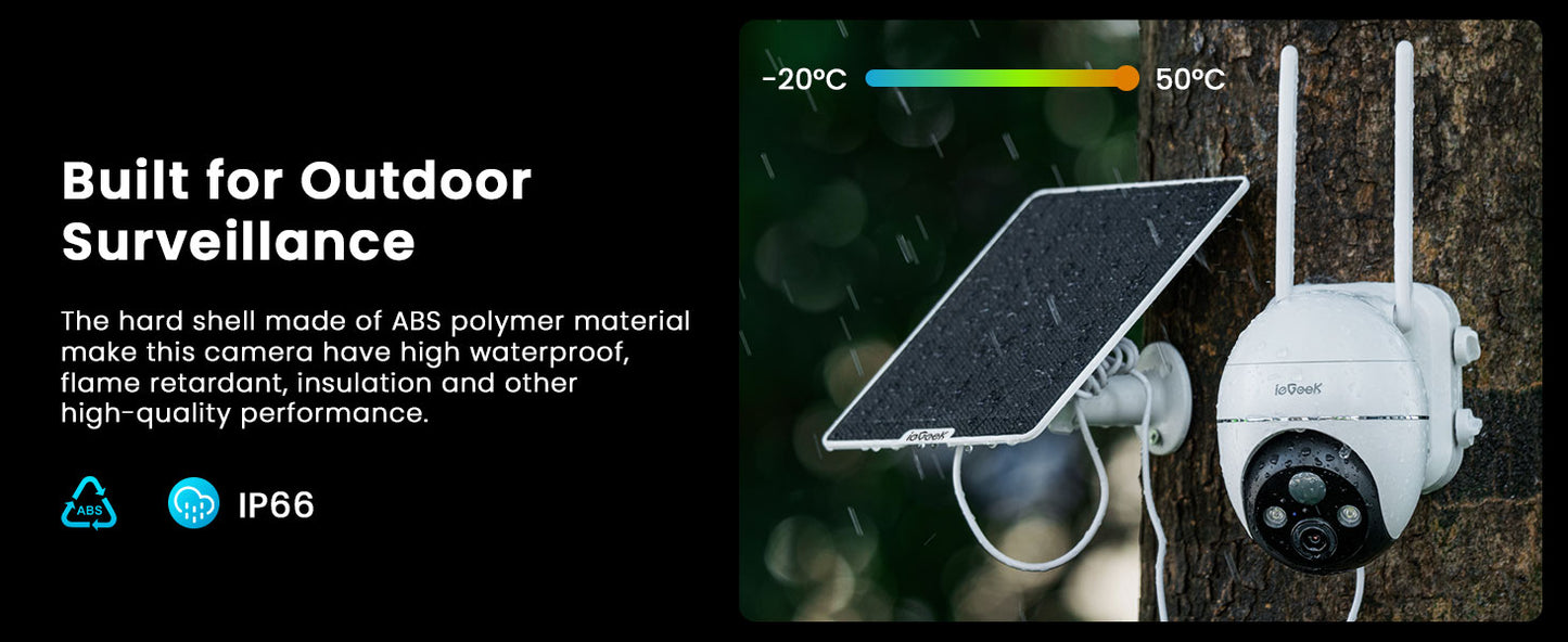 ieGeek 4G/3G LTE Outdoor Solar Wireless Surveillance Camera, 2K IP Camera SIM Card with 10000mAh Battery, Color Night Vision