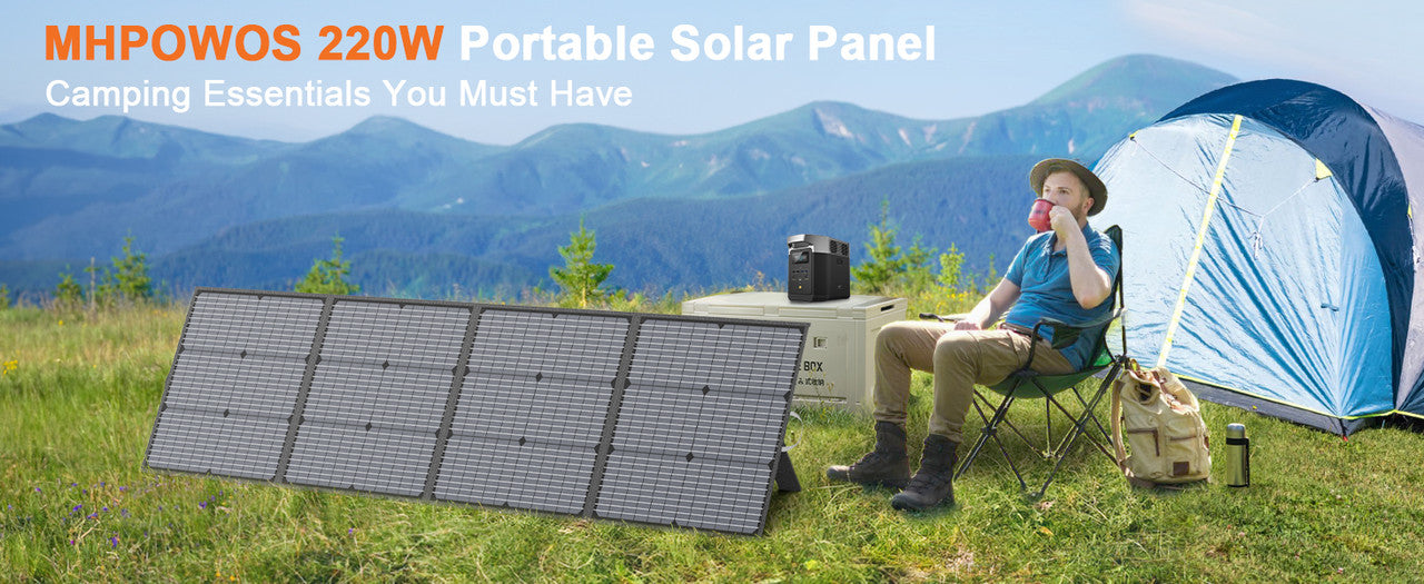 MHPOWOS 220W Foldable Solar Panel 20V Solar Charger for Ecoflow Bluetti ANKER Power station, IP67 Waterproof for Camping RV