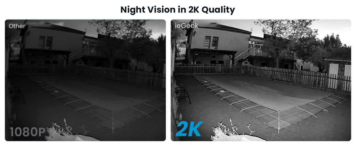 ieGeek 2K Wireless Security Camera Outdoor Colorful Night Vision, Rechargeable Battery CCTV Camera Systems, WiFi Home
