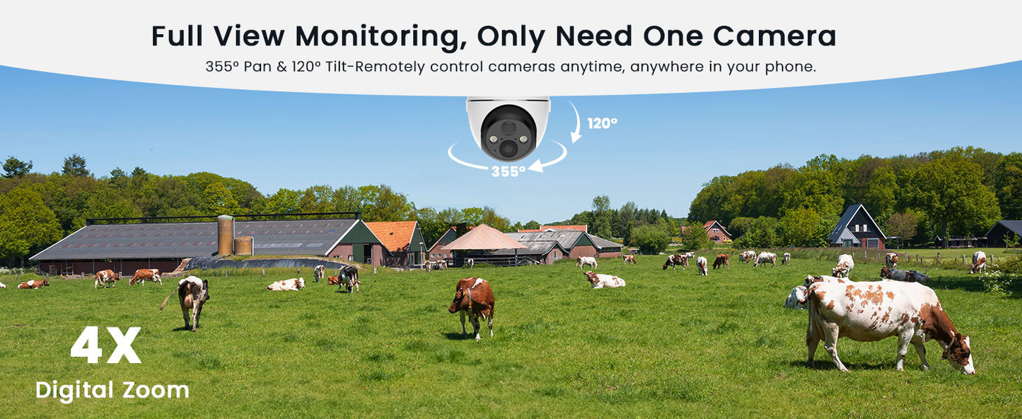 ieGeek 4G/3G LTE Outdoor Solar Wireless Surveillance Camera, 2K IP Camera SIM Card with 10000mAh Battery, Color Night Vision