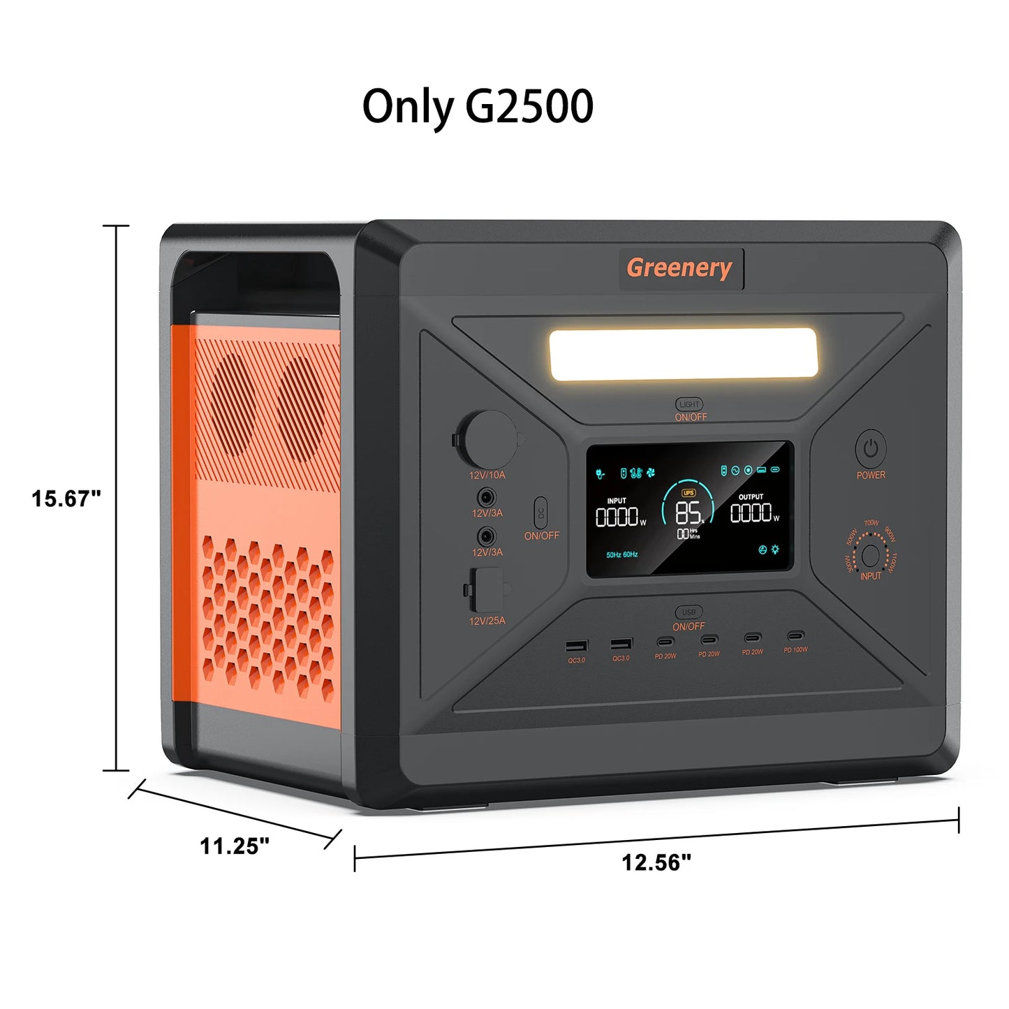 Greenery G2500 Portable Power Station 2304WH LiFePO4 Battery with 2500W (4800W Peak) AC Output Solar Generator for HomeEmergency