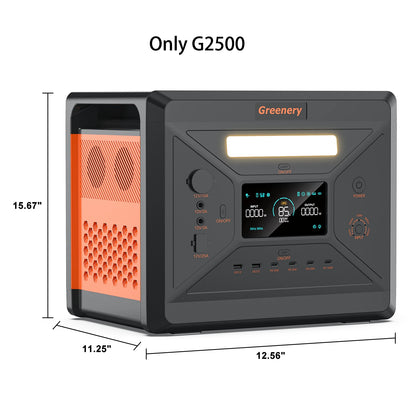 Greenery G2500 Portable Power Station 2304WH LiFePO4 Battery with 2500W (4800W Peak) AC Output Solar Generator for HomeEmergency