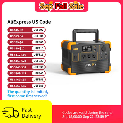 pecron E600LFP Portable Power Station 614Wh Solar Generator with 3X1200W AC Outlets LiFePO4 Battery Backup for Outdoor Camping