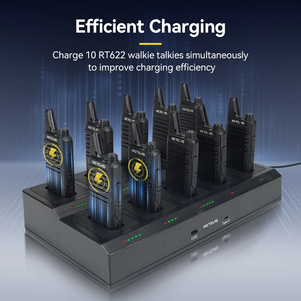 10 Pcs Wholesale Mini Walkie Talkie Retevis Rechargeable Walkie-talkies Two-way Radio RT622 PMR446 Radio Hotel Restaurant Retail