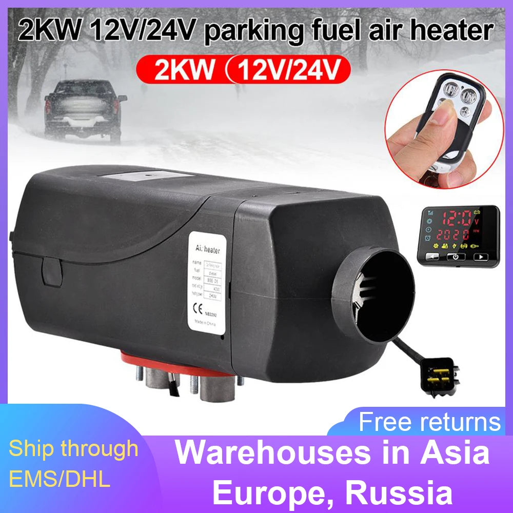 Low Noise Car Heater 2KW 12V/Air Heater With LCD Remote Control Integrated Parking Heater RV Truck Boat