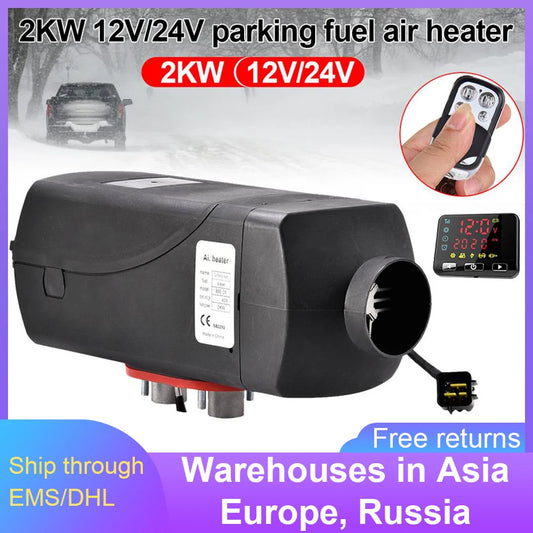 Low Noise Car Heater 2KW 12V/Air Heater With LCD Remote Control Integrated Parking Heater RV Truck Boat