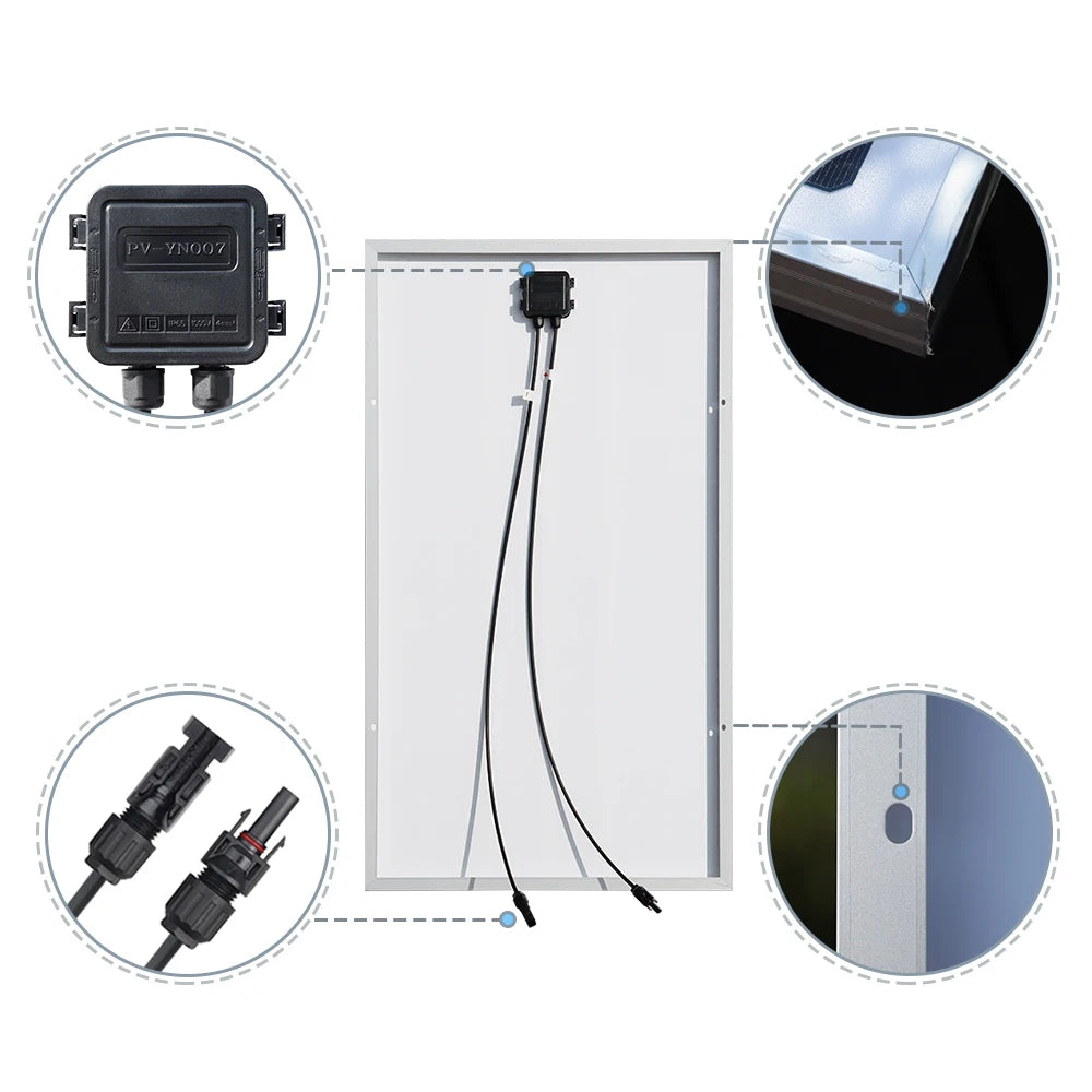 Rigid 1000W 600W 500W Solar Panel Photovoltaic Module 400W 300W 200W 100W 19.8V Monocrystalline Solar Panels Battery Charger