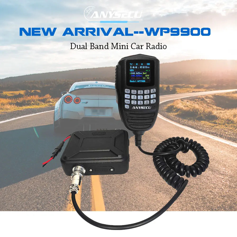 ANYSECU WP-9900 25W FM Radio UV Dual Band 136-174 & 400-480MHz Tri-Display Two Way Radio KT-WP12 VOX DTMF Mini Walkie Talkie