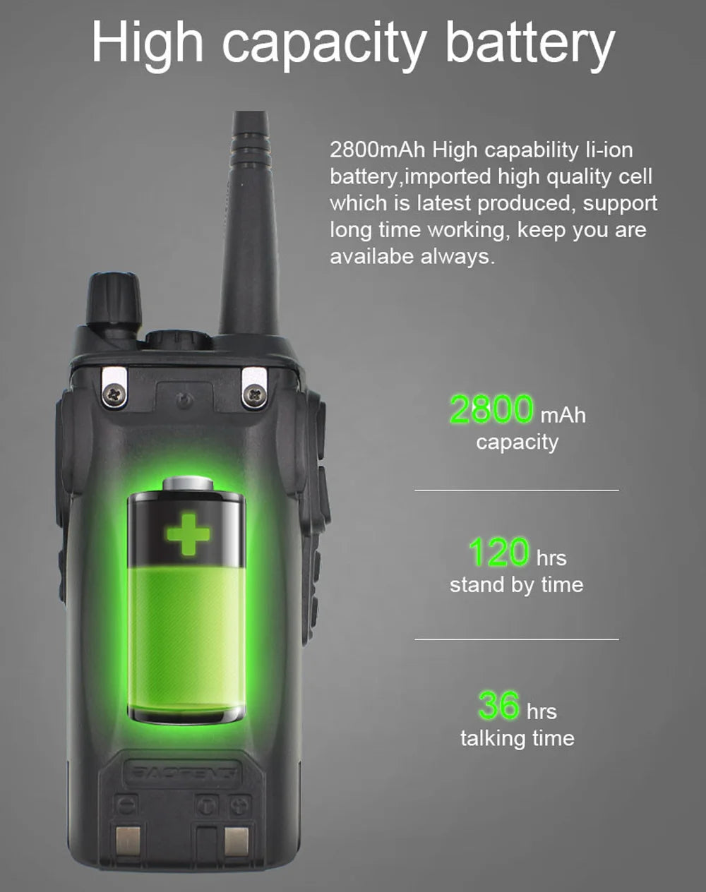 2PCS Baofeng UV-82 5W Dual Band 136-174 & 400-520MHz Walkie Talkie UV82 128 Channels CTCSS DCS Portable Ham Radio