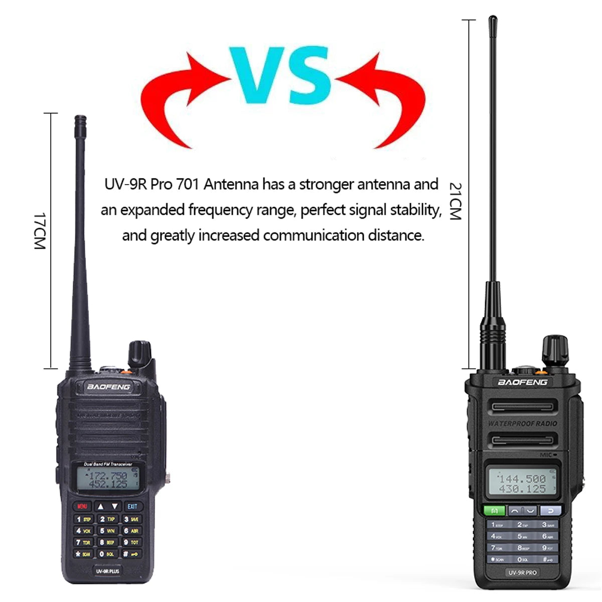 Baofeng UV 9R PRO IP68 Waterproof Walkie Talkie UHF/VHF 8W Dual Band High Power Long Range Radio + Earpiece
