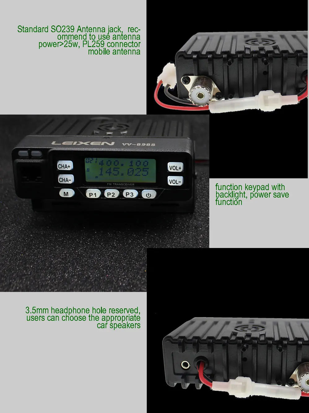 LEIXEN VV-898S 25W Dual band 144/430MHz Mobile Transceive Amateur VV898S Ham Radio Two Way Radio