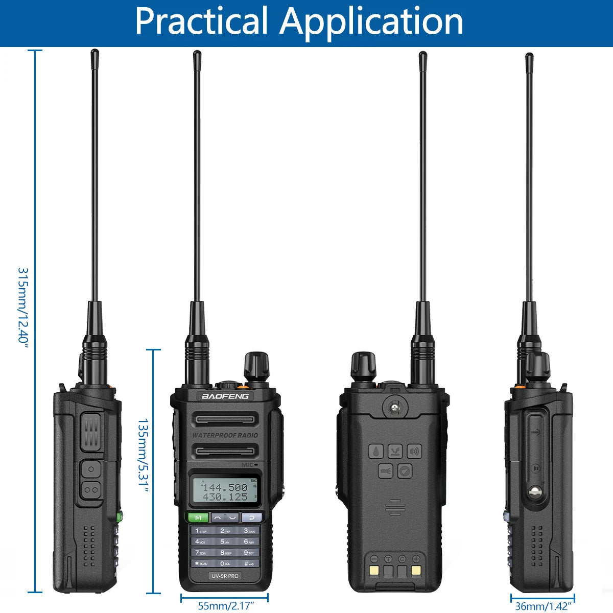 Baofeng UV 9R PRO IP68 Waterproof Walkie Talkie UHF/VHF 8W Dual Band High Power Long Range Radio + Earpiece