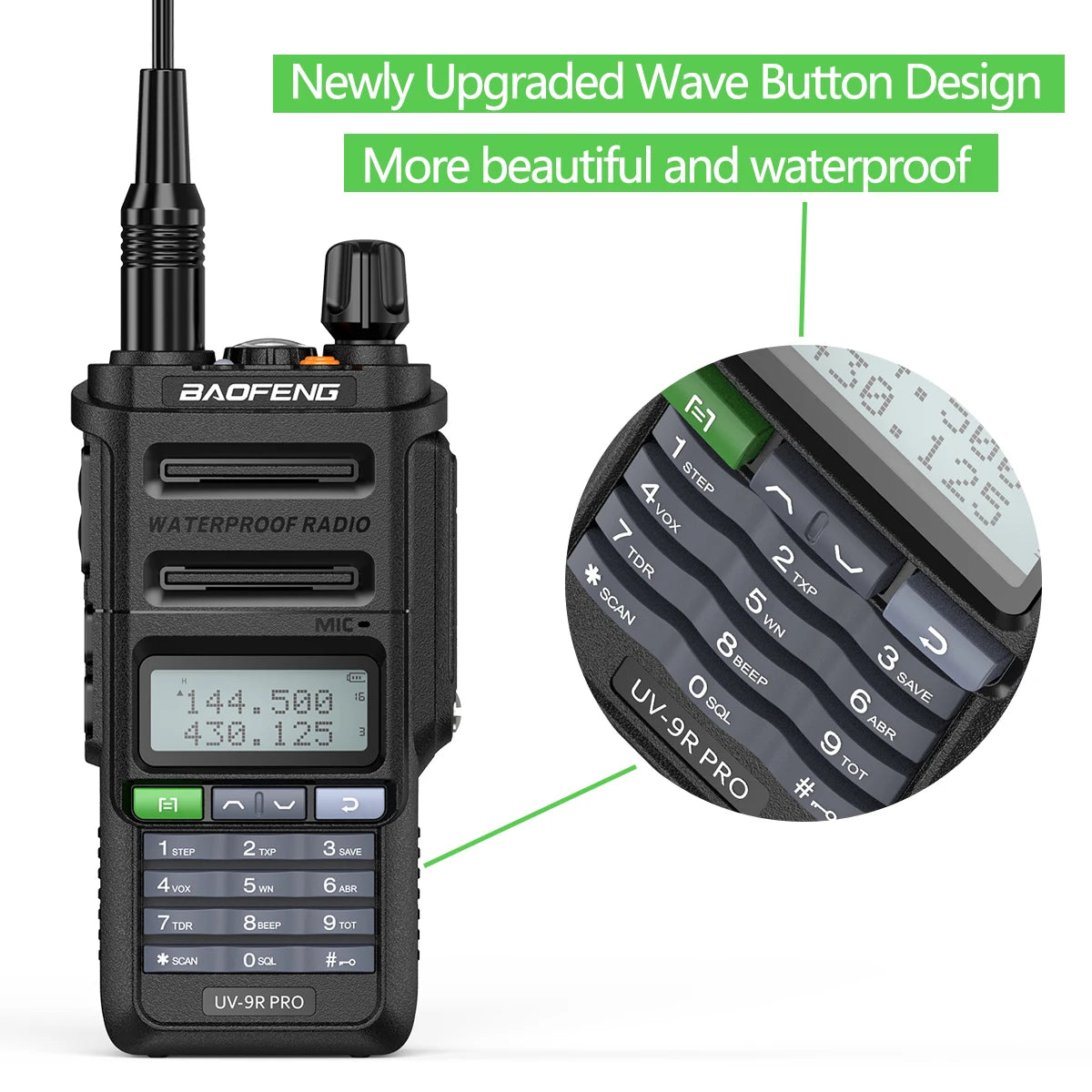 Baofeng UV 9R PRO IP68 Waterproof Walkie Talkie UHF/VHF 8W Dual Band High Power Long Range Radio + Earpiece