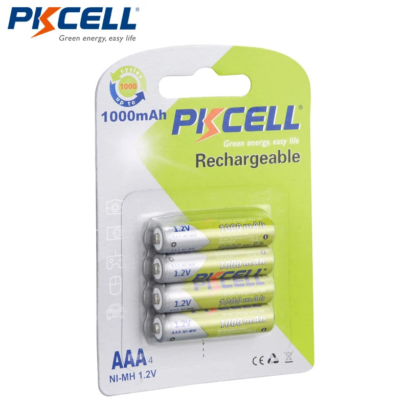 8Pcs/2card PKCELL Ni-MH AAA Batteries 1000mAh 1.2V AAA Rechargeable Battery for Camera/Flashlight/Toy