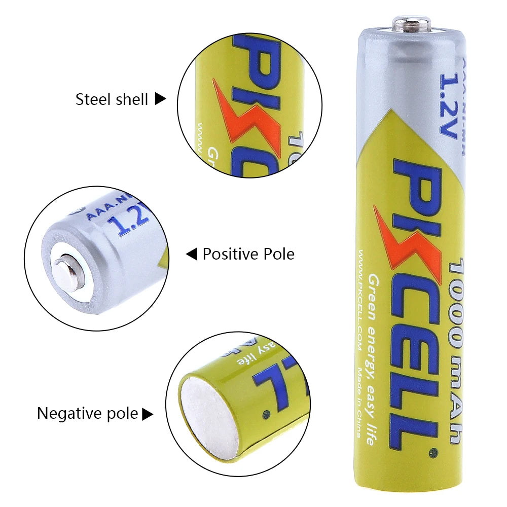 8Pcs/2card PKCELL Ni-MH AAA Batteries 1000mAh 1.2V AAA Rechargeable Battery for Camera/Flashlight/Toy