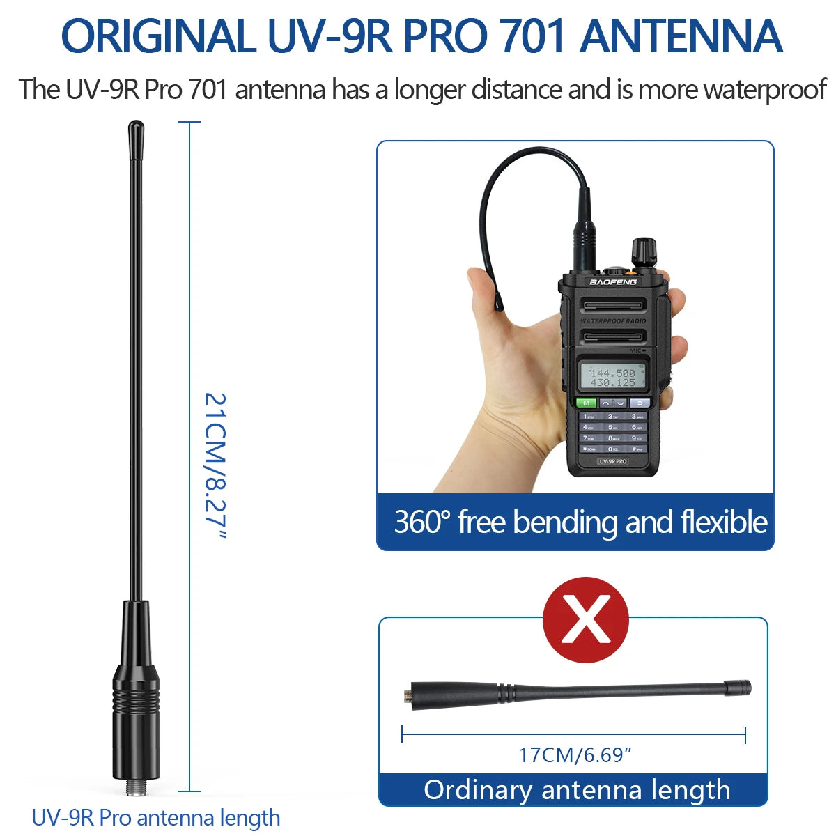 Baofeng UV 9R PRO IP68 Waterproof Walkie Talkie UHF/VHF 8W Dual Band High Power Long Range Radio + Earpiece