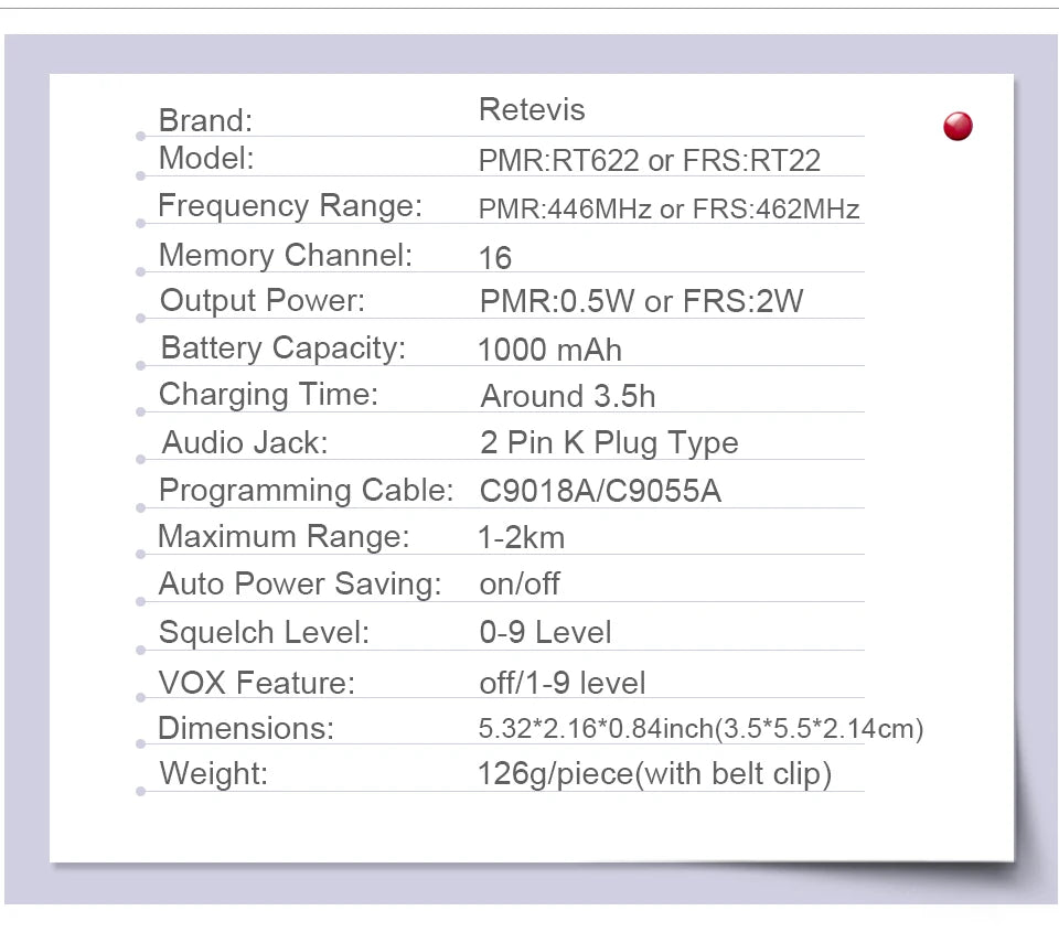 10 Pcs Wholesale Mini Walkie Talkie Retevis Rechargeable Walkie-talkies Two-way Radio RT622 PMR446 Radio Hotel Restaurant Retail