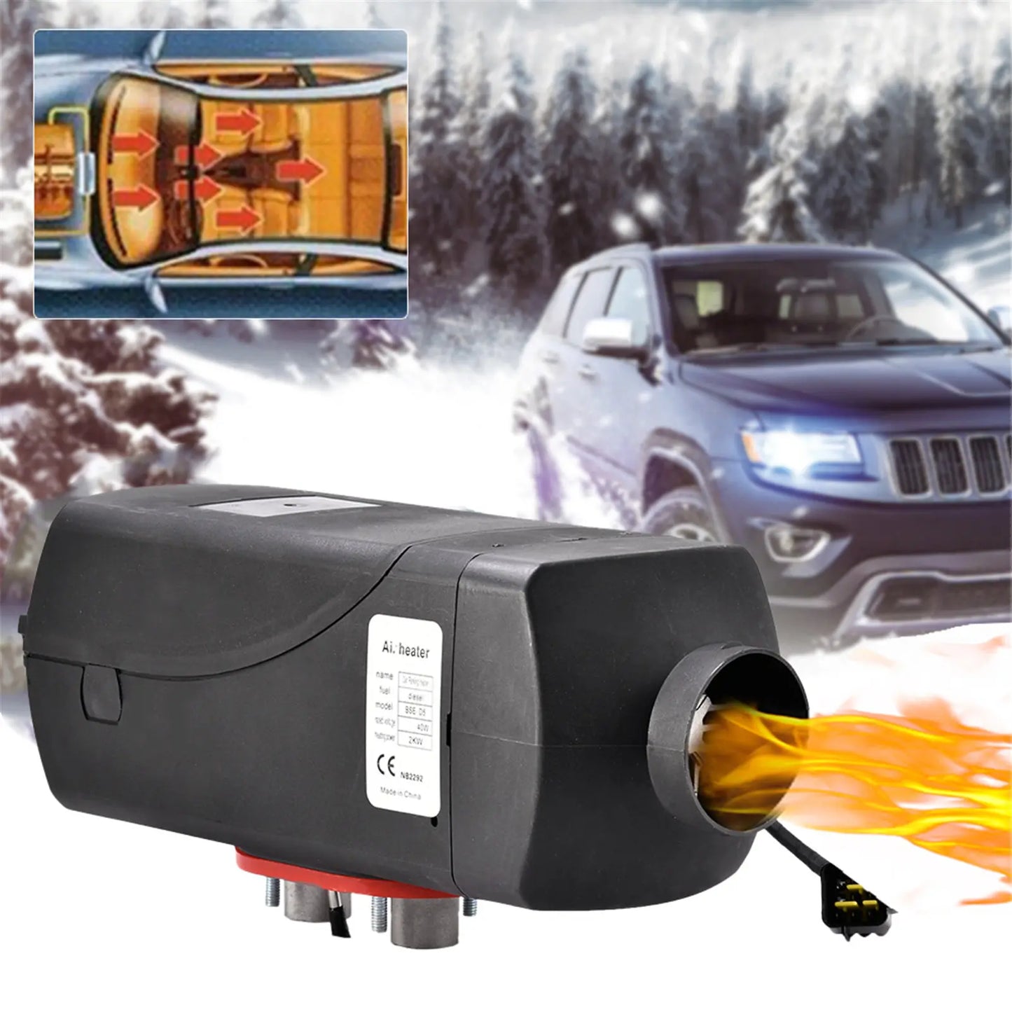 Low Noise Car Heater 2KW 12V/Air Heater With LCD Remote Control Integrated Parking Heater RV Truck Boat