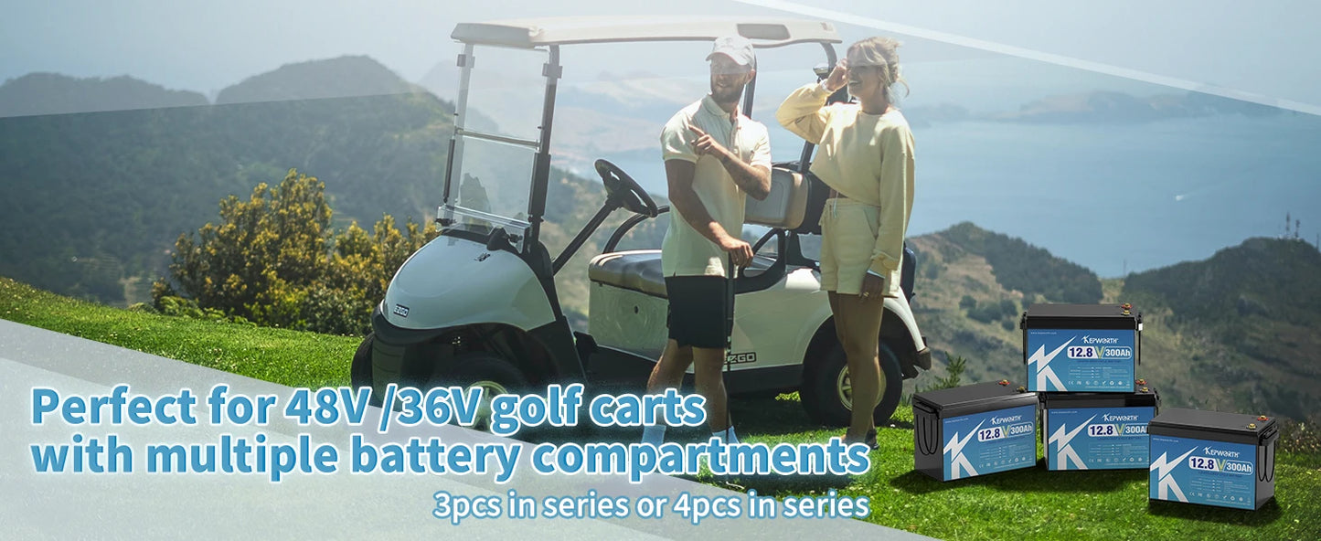 KEPWORTH 12V 300Ah LiFePO4 Battery, Built-in 200A BMS 3840Wh Energy Deep Cycles, Perfect for Off-Grid, Motorhome, Solar System