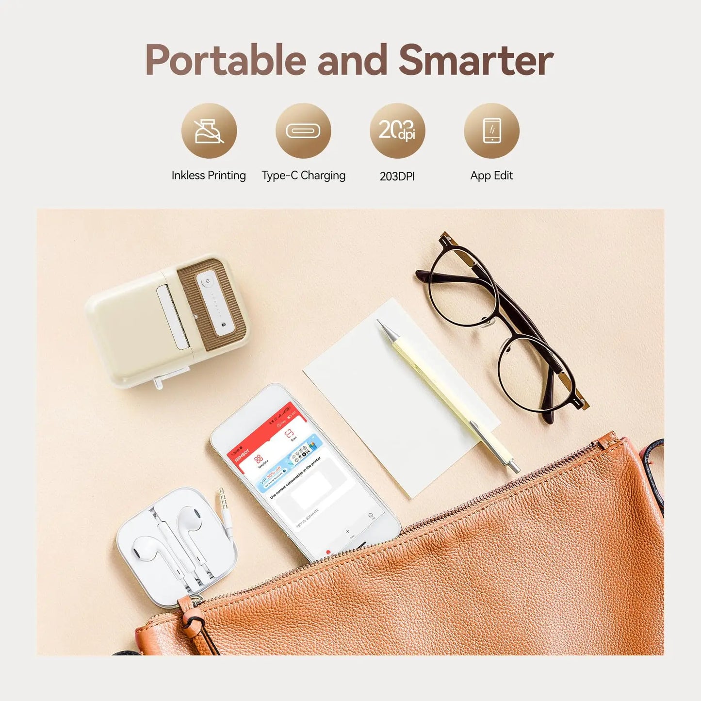 Niimbot B21 Thermal Label Maker Pocket Self-adhesive Paper Printer 20-50mm Print Width Label Machine for Business Home Office