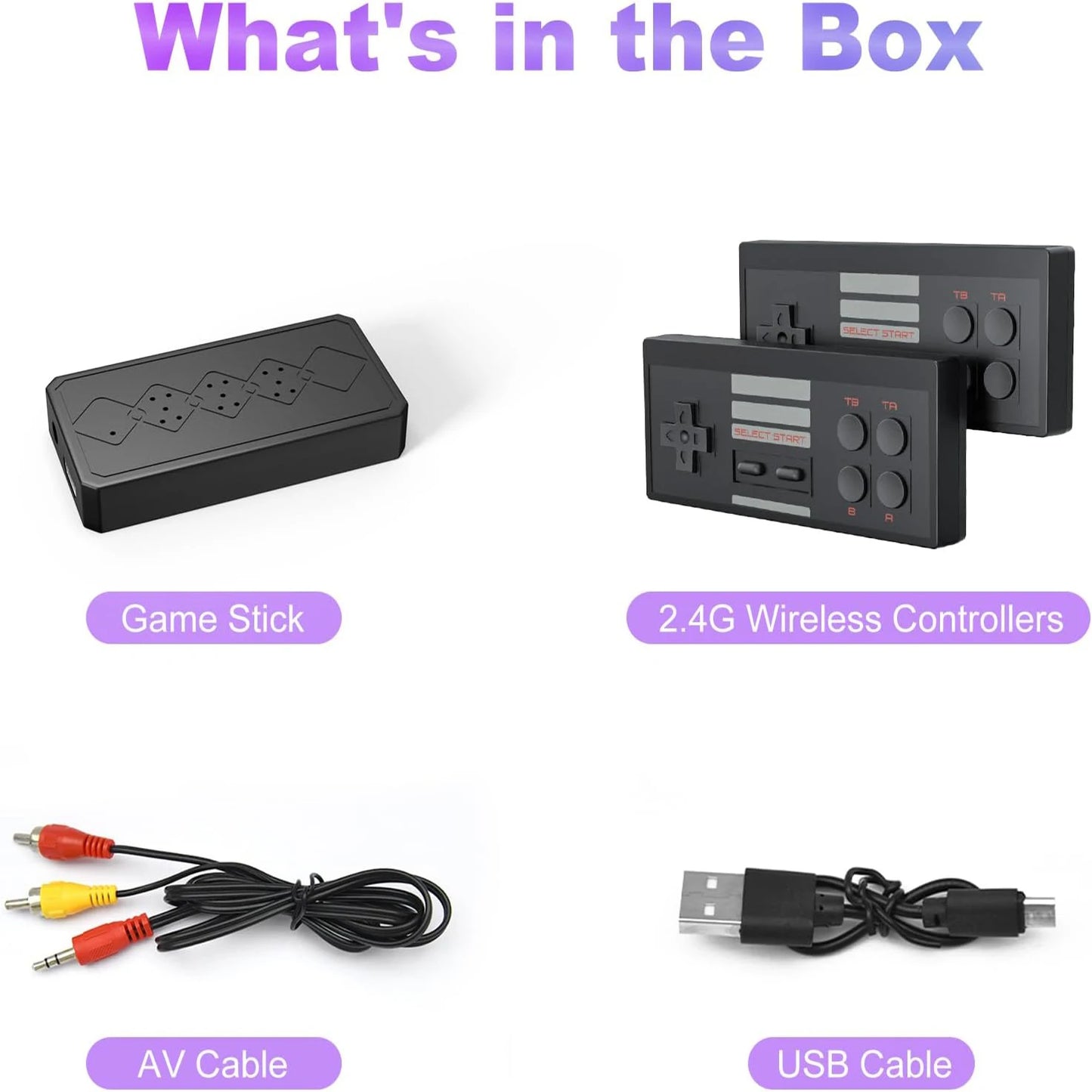 Retro Gaming Console, Wireless Video Game System, Built-in 620 Games Dual-Player Mode Console with 2 Controllers, Holiday Gift