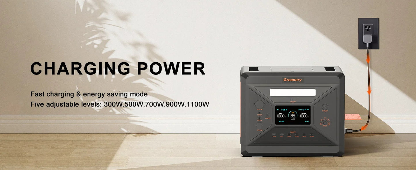 Greenery G2500 Portable Power Station 2304WH LiFePO4 Battery with 2500W (4800W Peak) AC Output Solar Generator for HomeEmergency