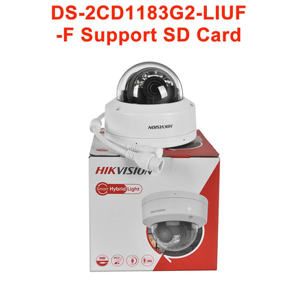 Hikvision 8MP IP Camera DS-2CD1183G2-LIUF POE Built-in Mic 4K Smart Hybrid Light Dual-Light SD Card Slot IR Dome Network Camera