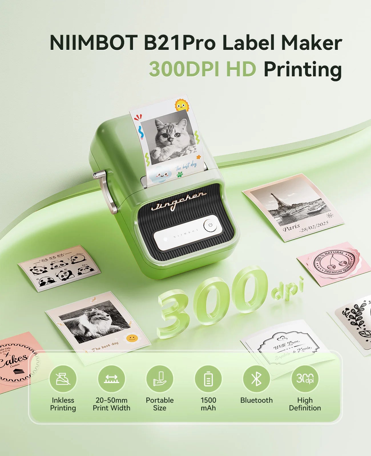 Niimbot B21 Pro 300dpi Label Maker Bluetooth printer 20-50mm Width Tape For DIY Crafts Notes Scrapbook Photo Shipped Locally