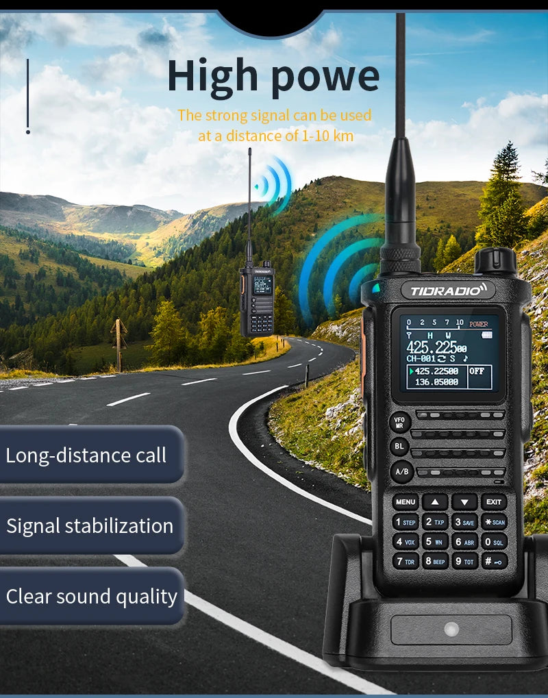 2nd Gen TIDRADIO TD-H8 10W Profession Walkie Talkie Long Range Emergency Radio Portable Two Way Radio Receiver Search Repeaters