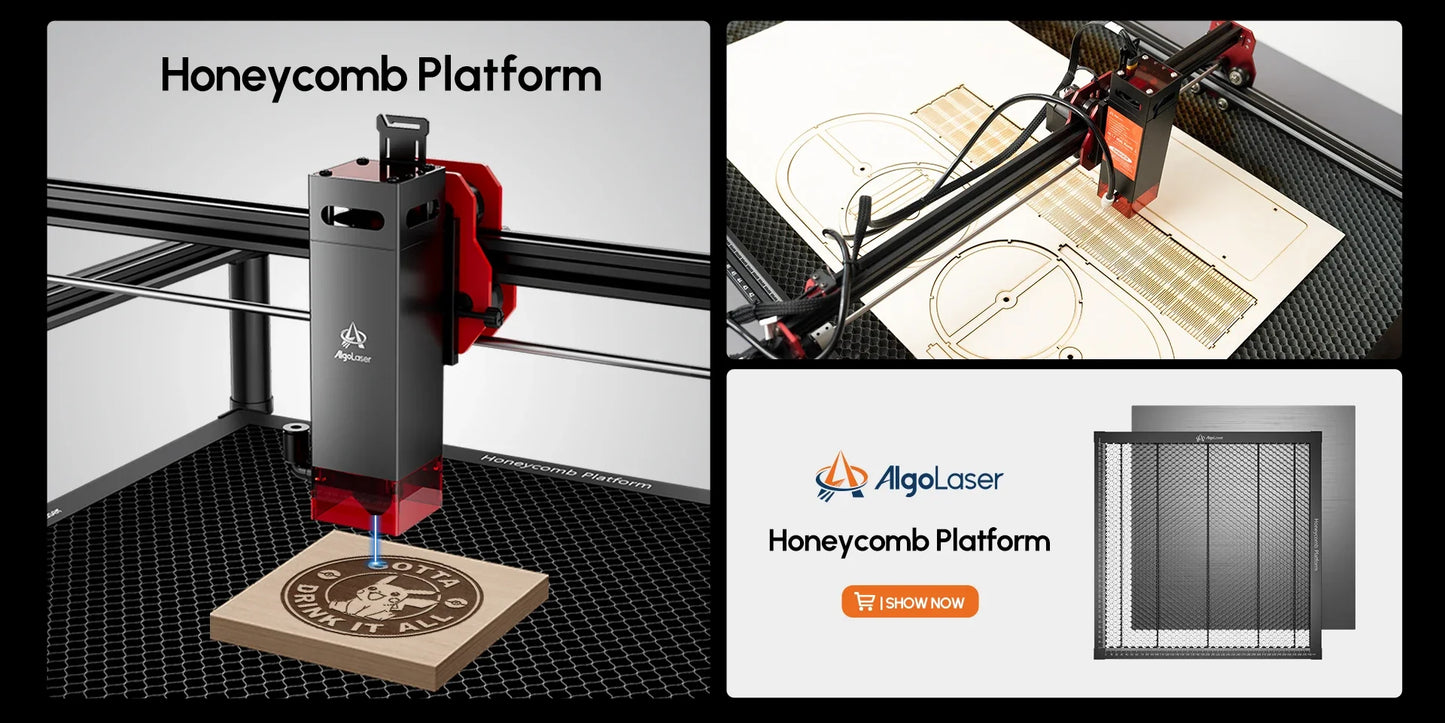 Algolaser 10W Laser Engraver DIY Kit CNC Laser Cutter Engraving Machine OPTIONAL Honeycomb Table & Extension Kit & Rotary Roller