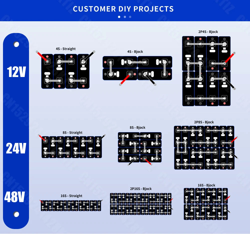 US Stock 320AH Lifepo4 Battery Rechargeable lithium iron phosphate batteries DIY 12V 24V 48V For EV Golf Cart Boat with busbars